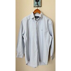 Ralph Lauren Men's Size 16 (32/33) Blue Striped Classic Fit Button Up Shirt